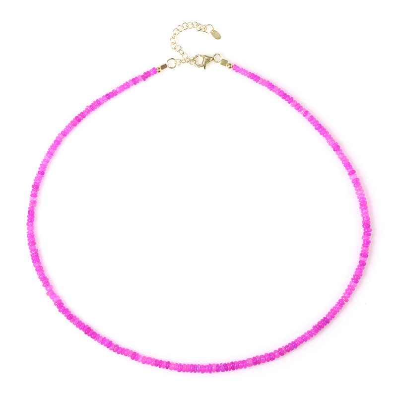 Äthiopischer Pinkfarbener Opal-Silberhalskette