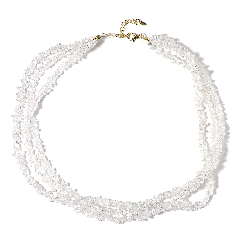 Weißer Quarz-Silberhalskette