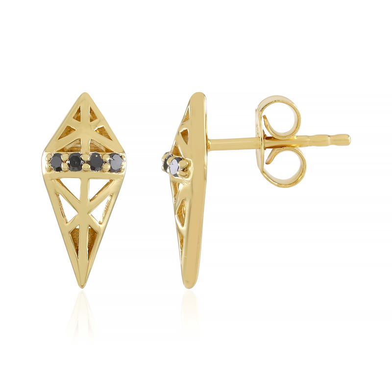 Schwarzer Diamant-Silberohrringe (Ornaments by de Melo)