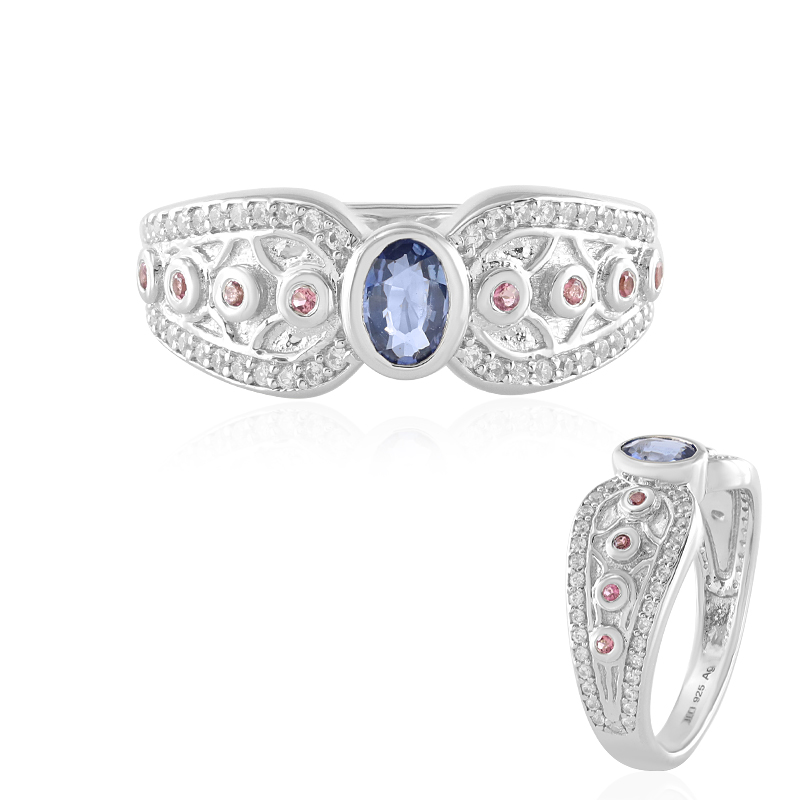 Nicht erhitzter Blauer Ceylon-Saphir-Silberring