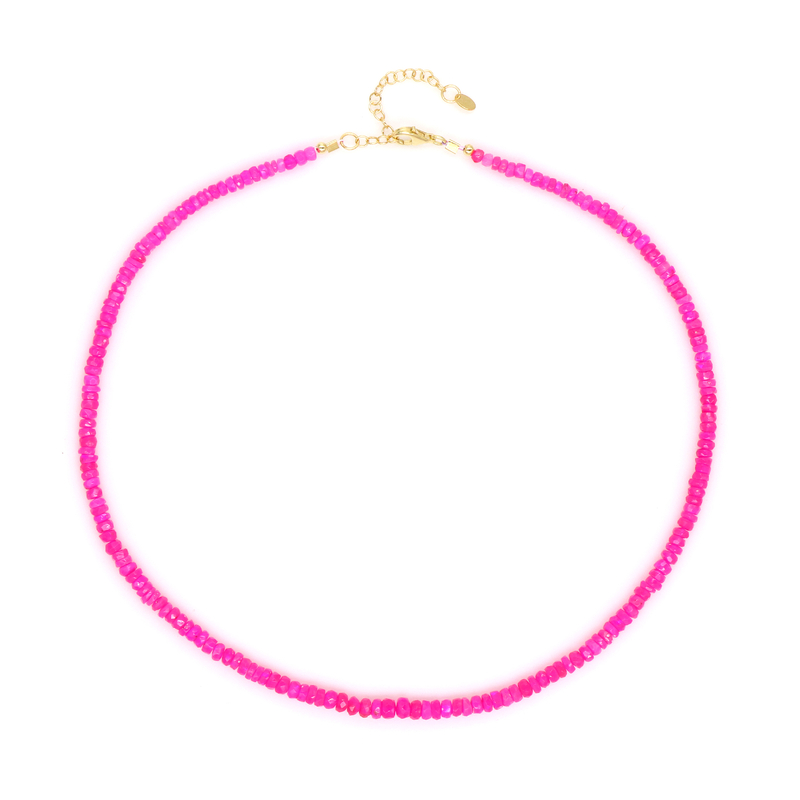 Äthiopischer Pinkfarbener Opal-Silberhalskette