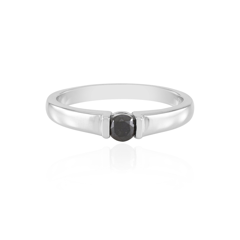Schwarzer Brillant-Silberring