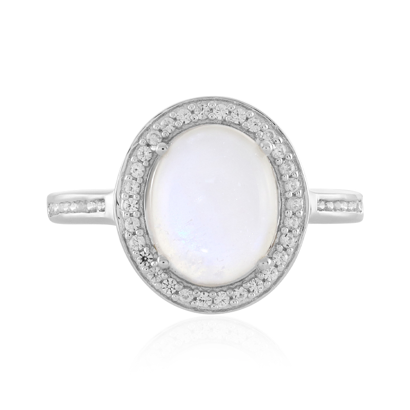 Tansania-Regenbogen-Mondstein-Silberring