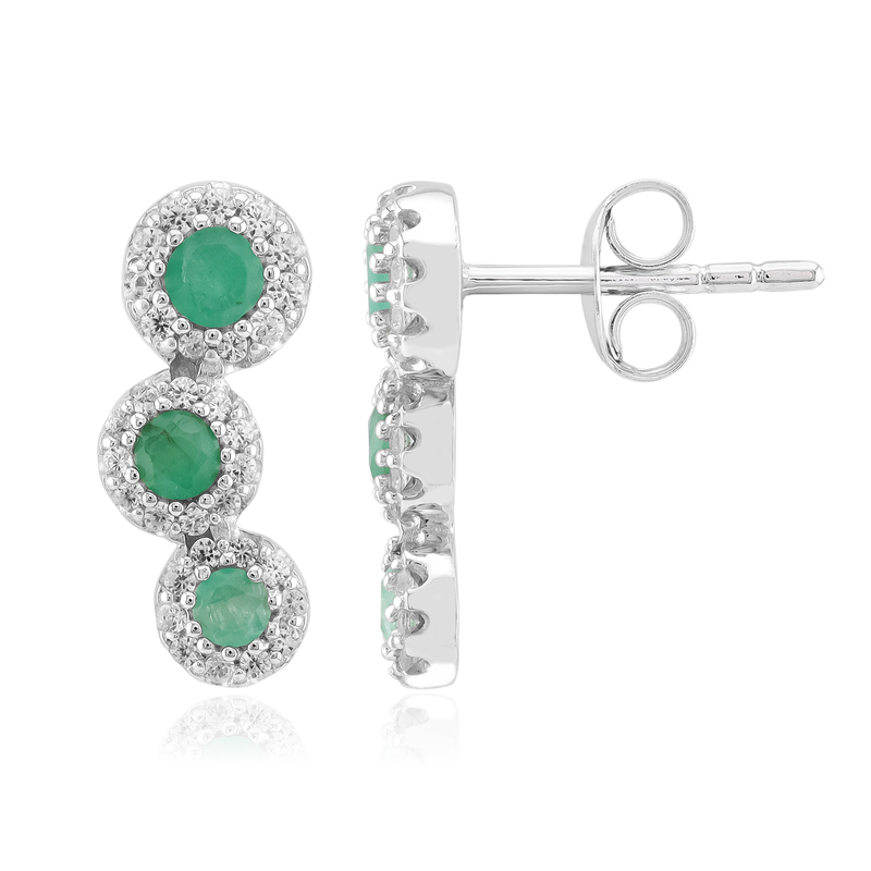 Brasilianischer Smaragd-Silberohrringe