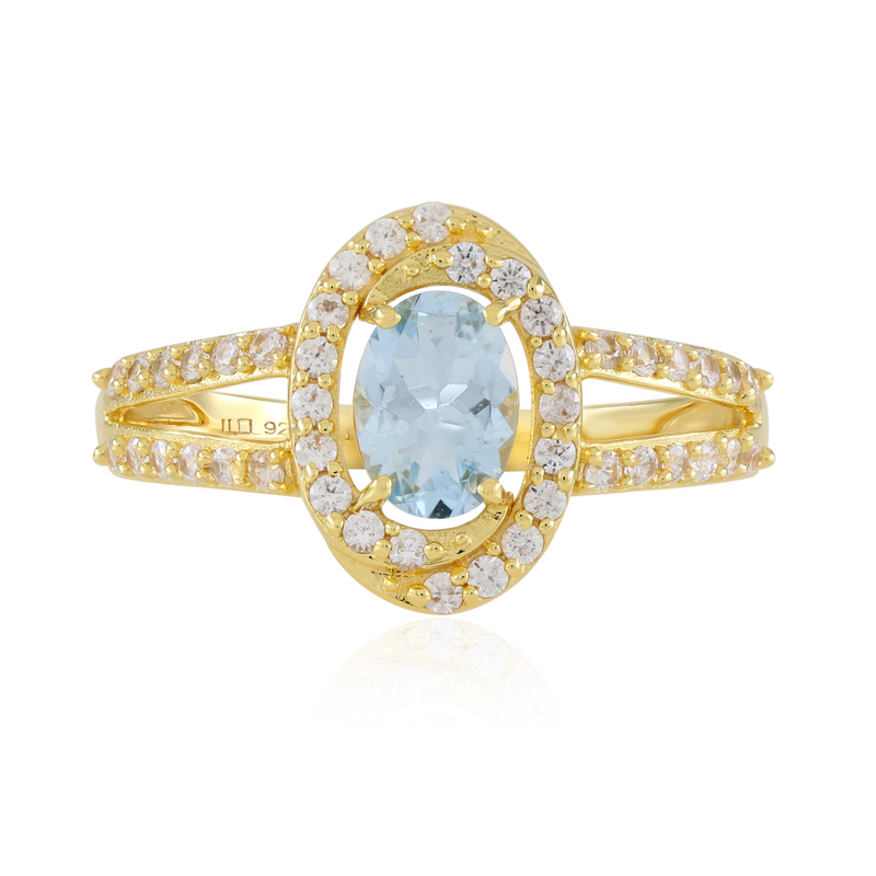 Brasilianischer Aquamarin-Silberring