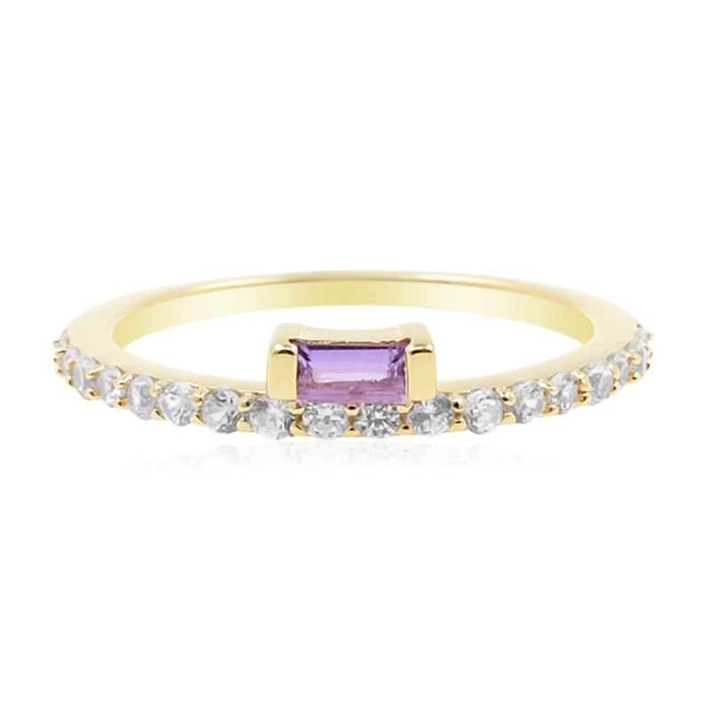 Nicht erhitzter Purpurfarbener Ceylon-Saphir-Silberring