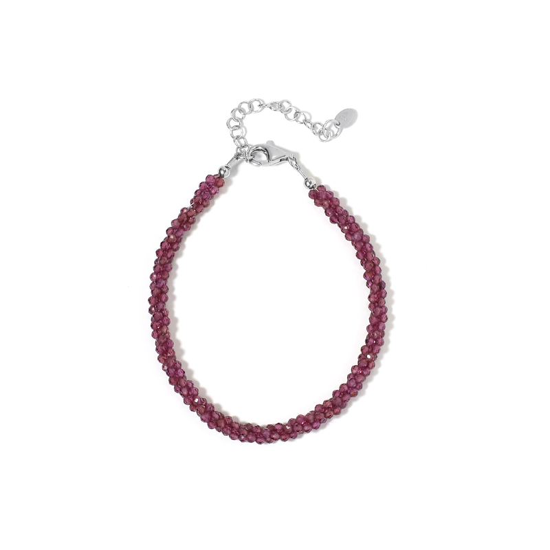 Magenta-Granat-Silberarmband