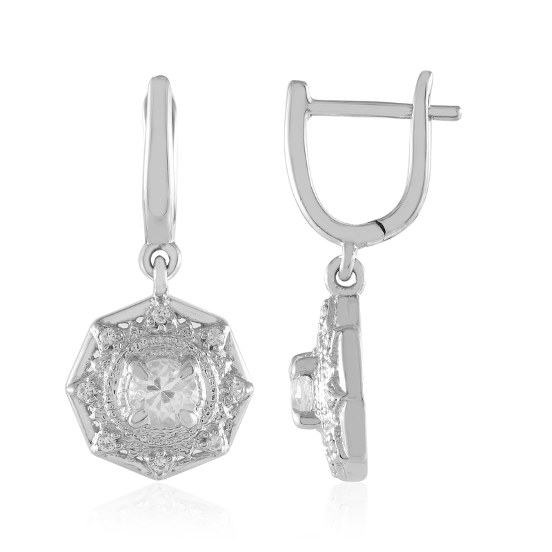 Weißer Saphir-Silberohrringe