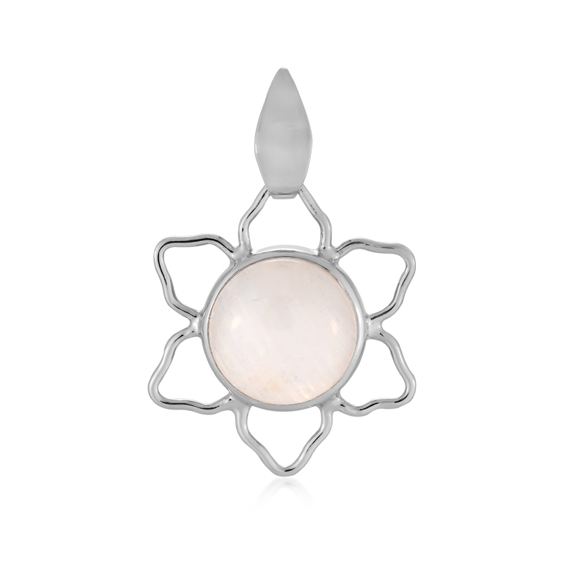 Bihar-Regenbogen-Mondstein-Silberanhänger Bihar-Regenbogen-Mondstein-Silberanhänger