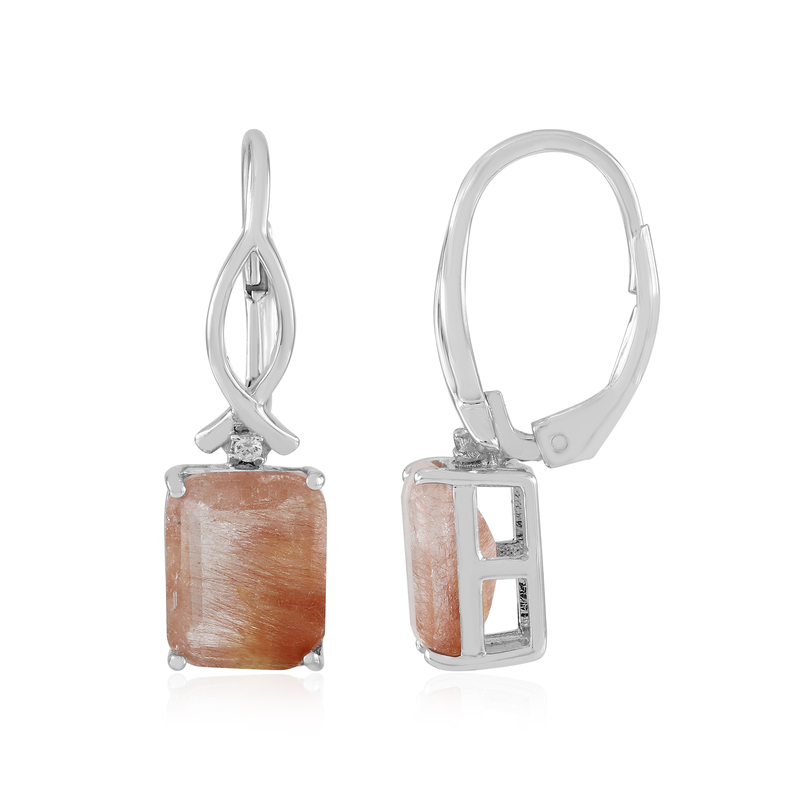 Kupferfarbener Rutilquarz-Silberohrringe - Farbe: Orange