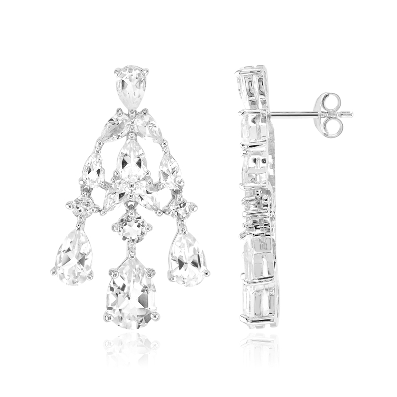 Weißer Topas-Silberohrringe