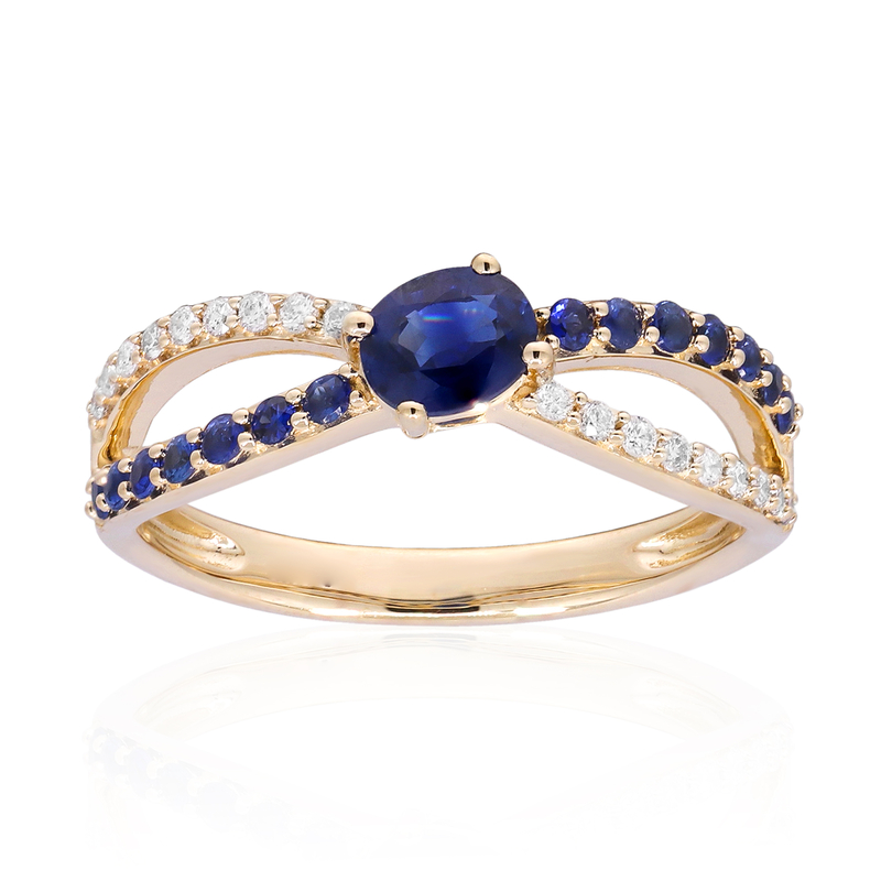 Blauer Ceylon-Saphir-Goldring - Farbe: Blau