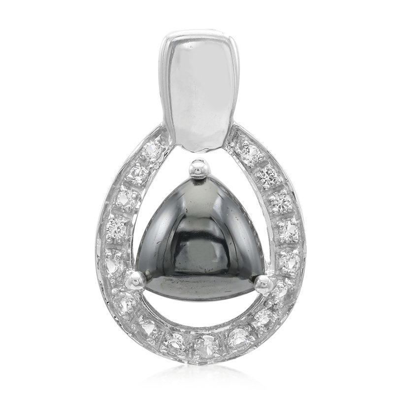 Schwarzer Hämatit-Silberanhänger