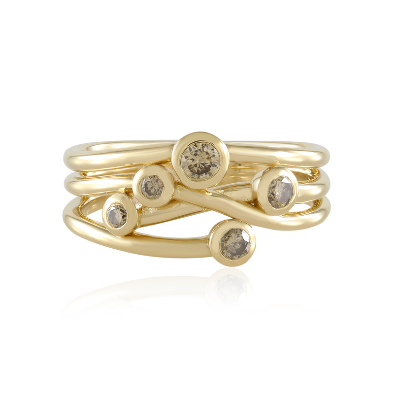 I2 Schokoladen-Brillant-Silberring