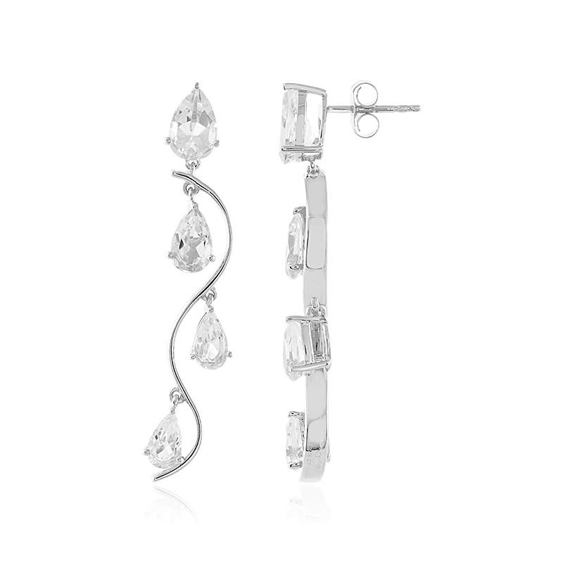 Weißer Topas-Silberohrringe (de Melo)