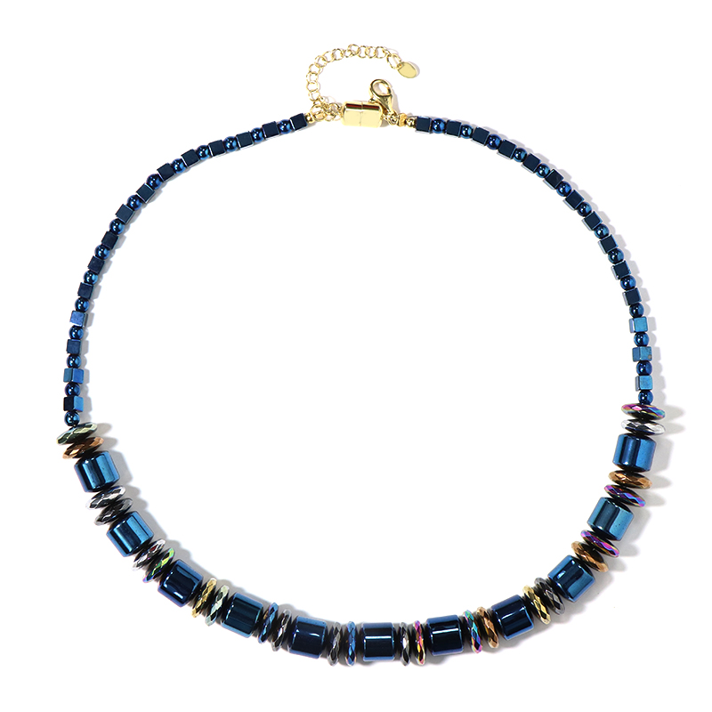 Hämatit-Silberhalskette