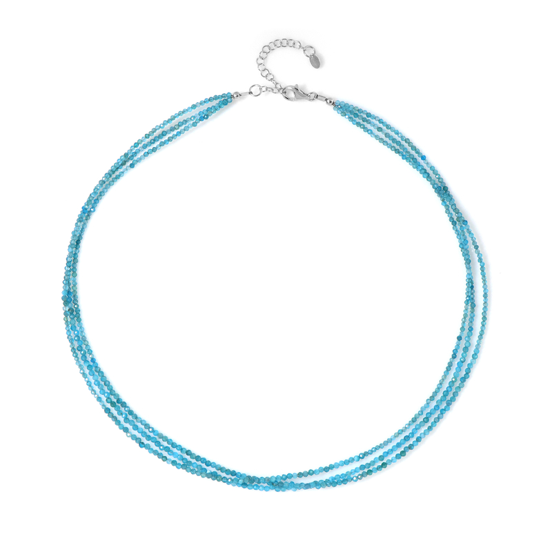 Neonblauer Apatit-Silberhalskette