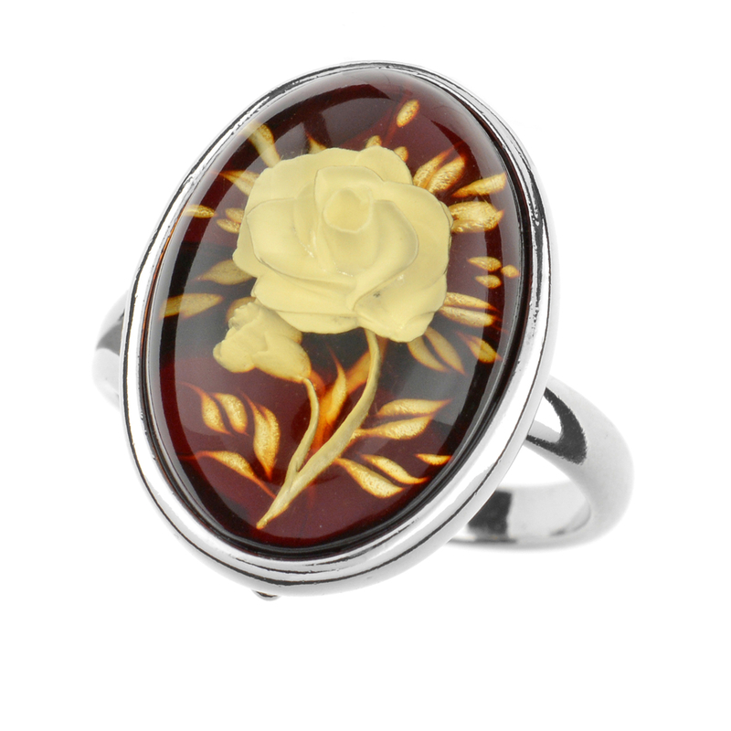 Baltischer Kirsch-Bernstein-Silberring (dagen)