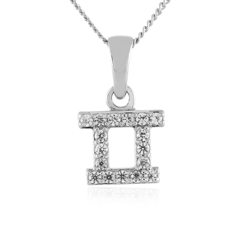 Zirkon-Silberhalskette (Sternzeichen Zwillinge)