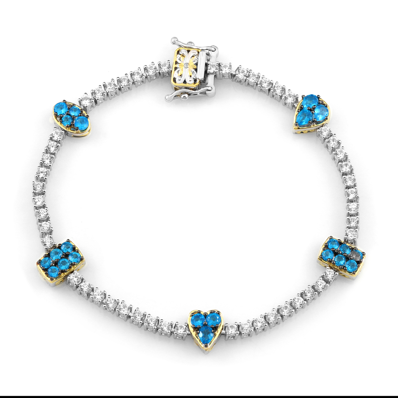 Neonblauer Apatit-Silberarmband (Gems en Vogue)
