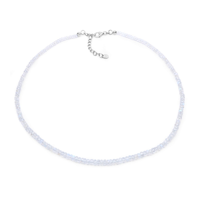 Regenbogen-Mondstein-Silberhalskette Regenbogen-Mondstein-Silberhalskette