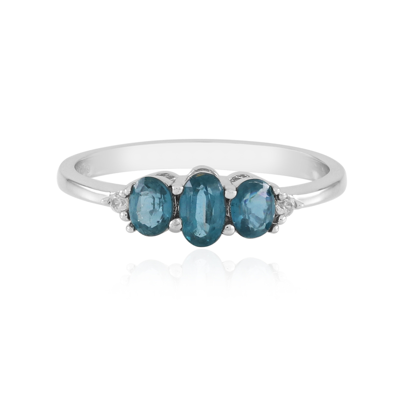 Petrol-Kyanit-Silberring - Farbe: Blau