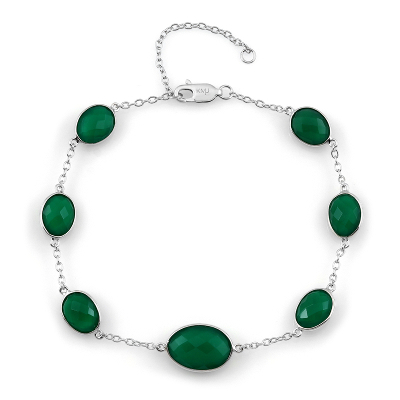 Grüner Achat-Silberarmband (KM by Juwelo)
