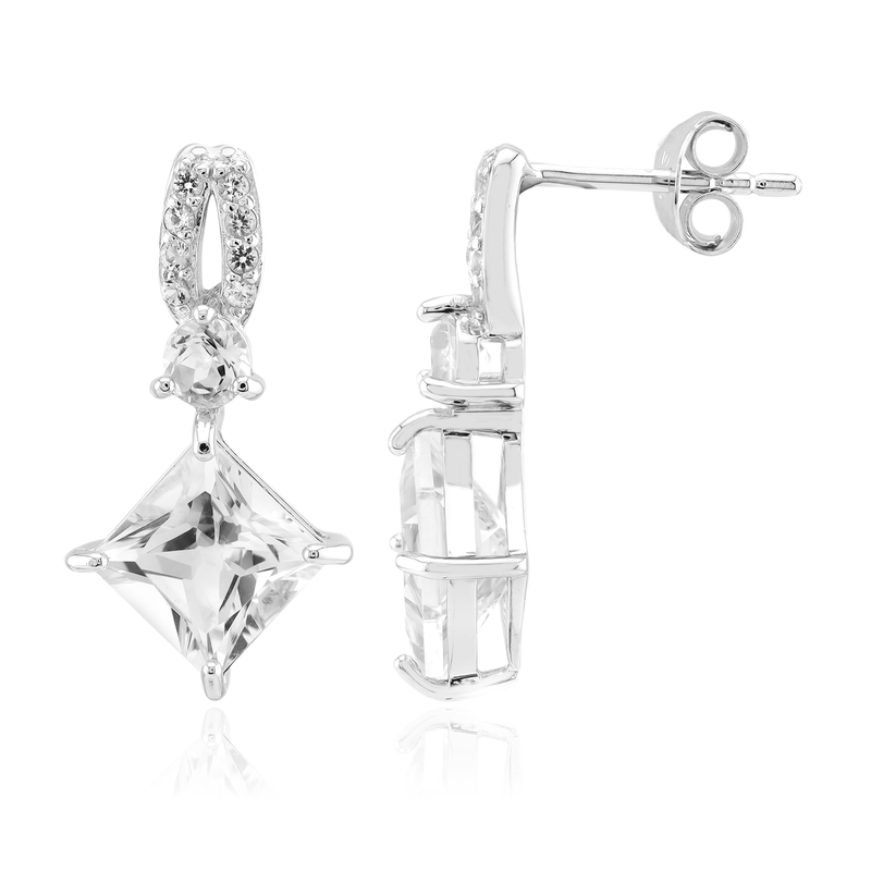 Weißer Topas-Silberohrringe