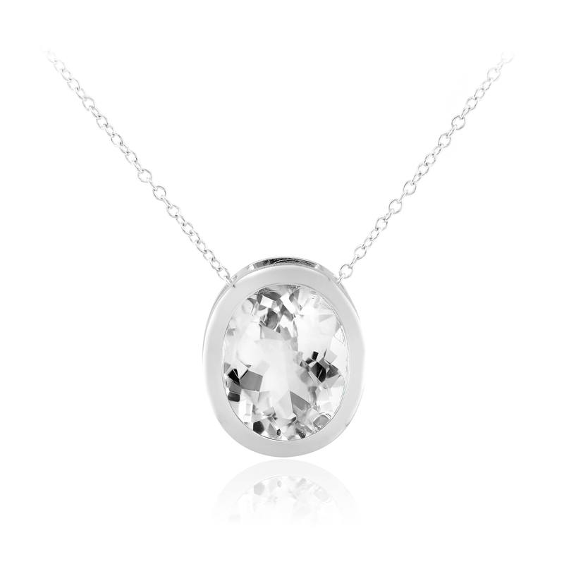 Weißer Topas-Silberhalskette (MONOSONO COLLECTION)