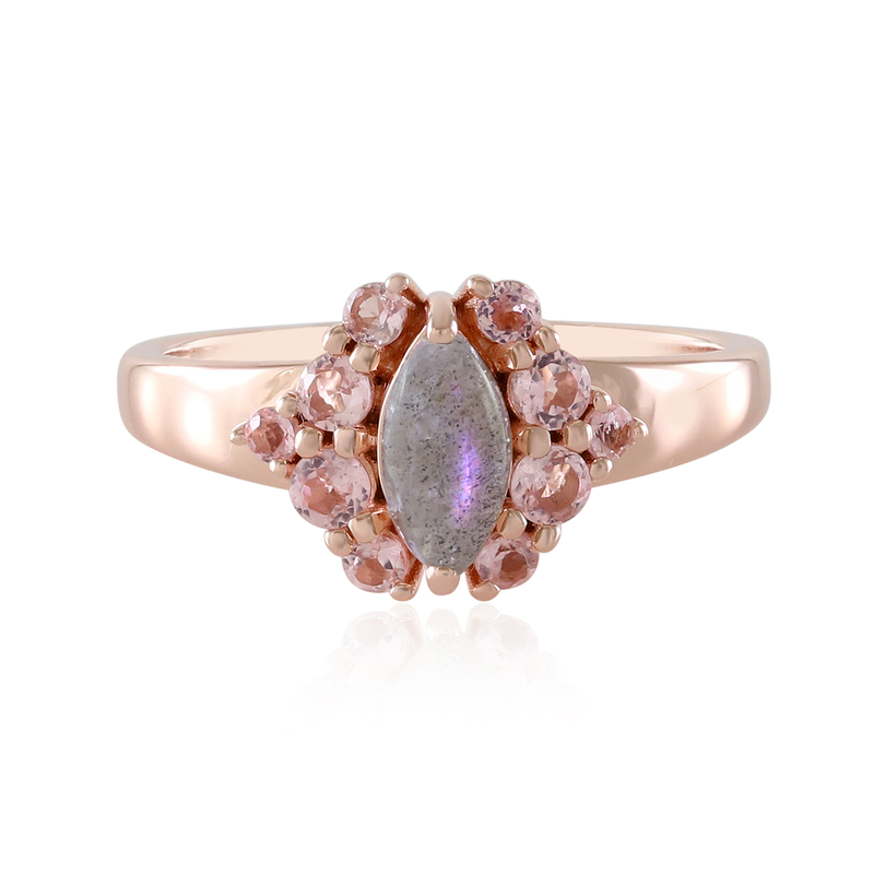 Pinkfarbener Maniry-Labradorit-Silberring