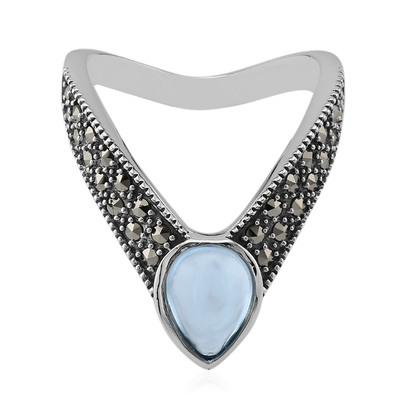 Himmelblauer Topas-Silberring (Annette classic)