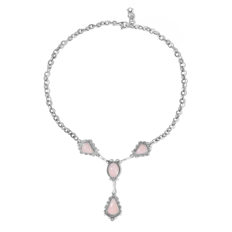 Pinkfarbener Opal-Silbercollier (Desert Chic)