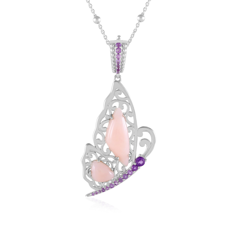 Pinkfarbener Opal-Silberhalskette (Dallas Prince Designs) Pinkfarbener Opal-Silberhalskette (Dallas Prince Designs)