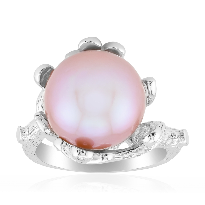 Purpurfarbene Ming-Perlen-Silberring (TPC)
