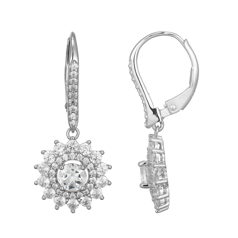 Weißer Topas-Silberohrringe