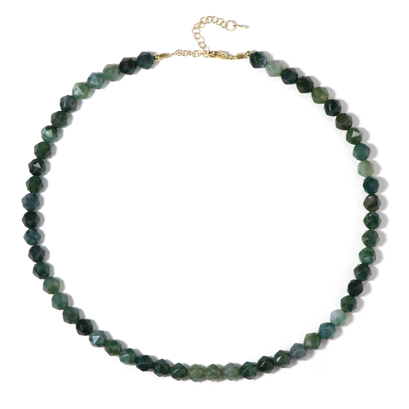 Moosachat-Silberhalskette