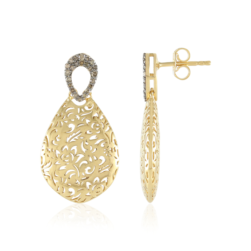 I2 Champagner-Diamant-Silberohrringe (Ornaments by de Melo)