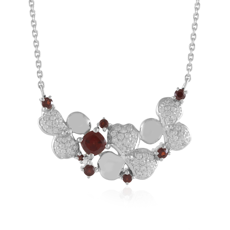 Mosambik-Granat-Silbercollier