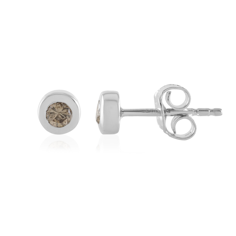 I2 Champagner-Brillant-Silberohrringe