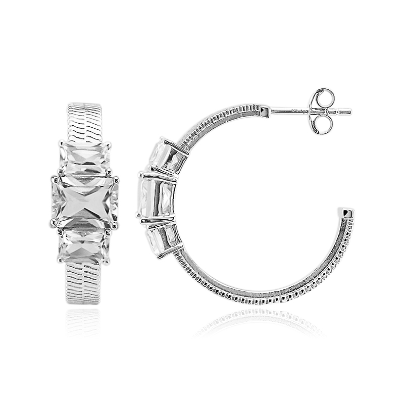 Weißer Topas-Silberohrringe