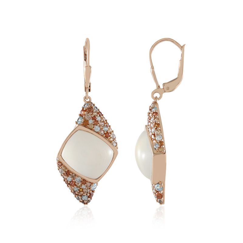 Weißer Mondstein-Silberohrringe (KM by Juwelo) Weißer Mondstein-Silberohrringe (KM by Juwelo)