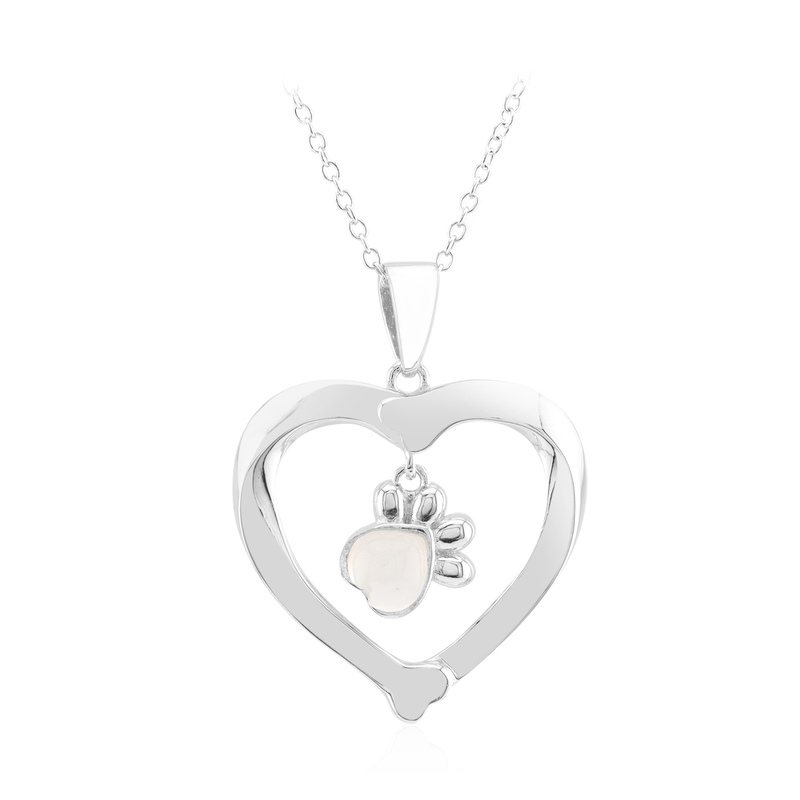 Weißer Mondstein-Silberhalskette