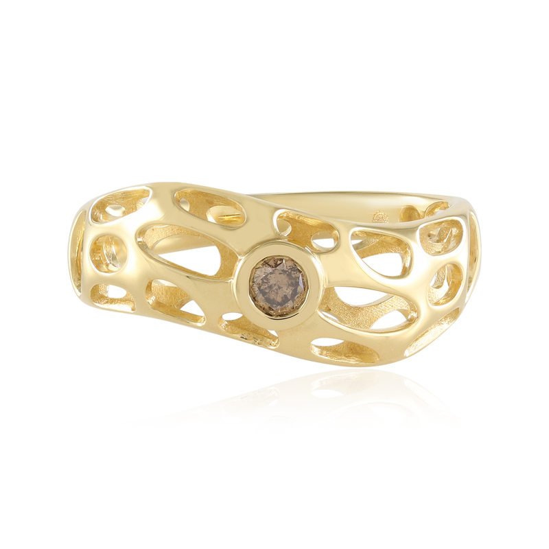 I2 Champagner-Brillant-Silberring (Ornaments by de Melo)