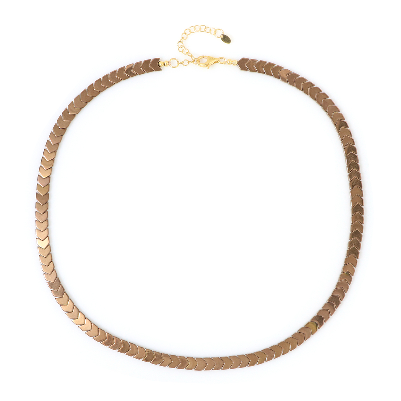 Bronze-Hämatit-Silberhalskette