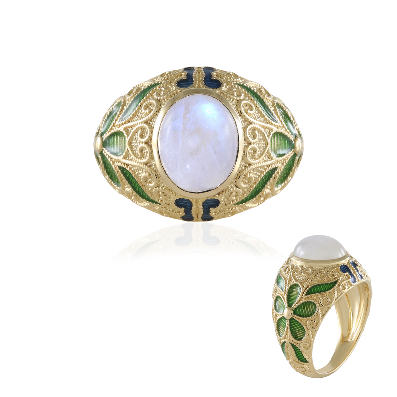 Regenbogen-Mondstein-Silberring (Adela Silber) Regenbogen-Mondstein-Silberring (Adela Silber)