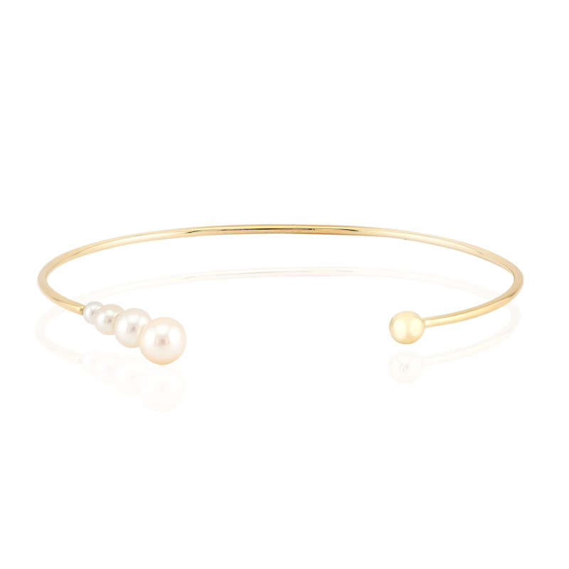 Weiße Süßwasserzuchtperlen-Silberarmreif