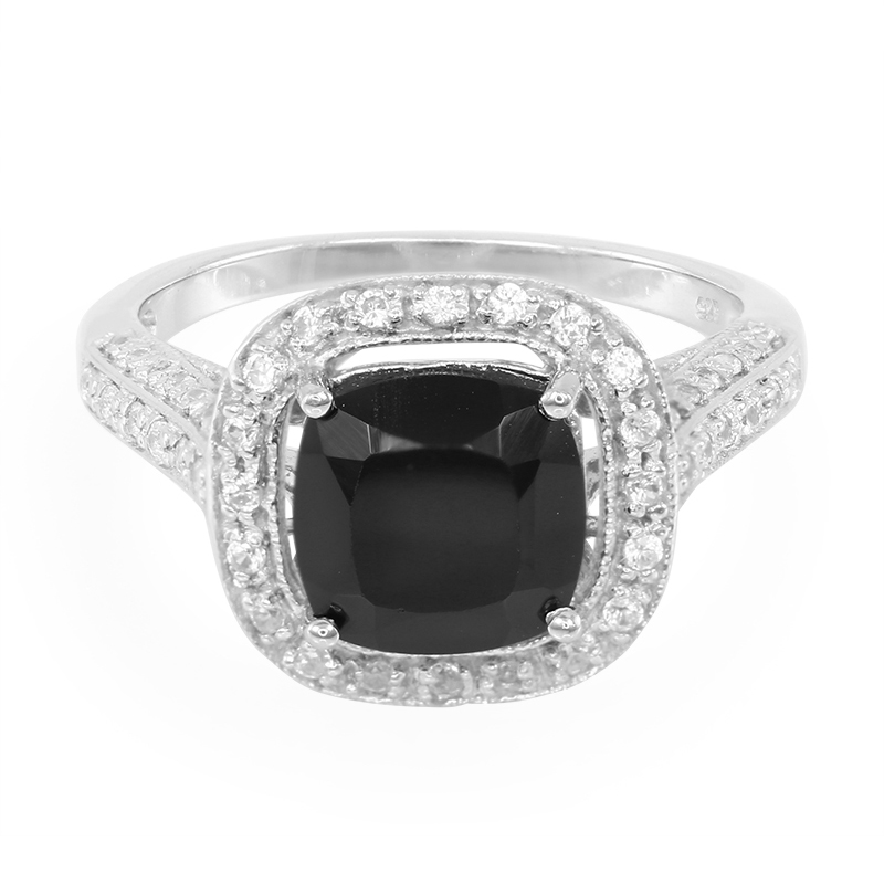 Schwarzer Spinell-Silberring