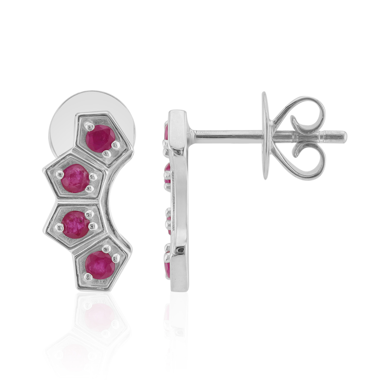 Burmesischer Rubin-Silberohrringe (Pallanova) Burmesischer Rubin-Silberohrringe (Pallanova)