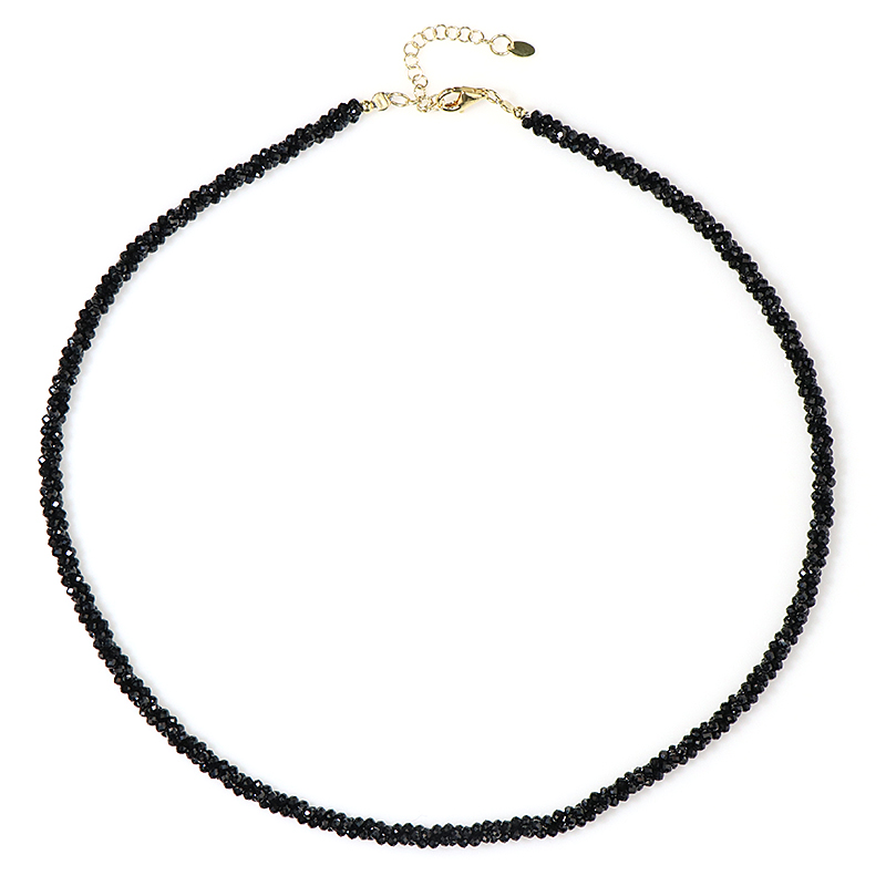 Schwarzer Spinell-Silberhalskette