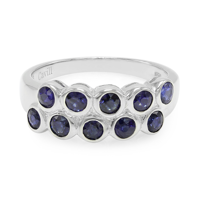 Blauer Burmesischer Saphir-Silberring Blauer Burmesischer Saphir-Silberring